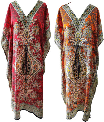 Quickcollection Printed Polyester Women Kaftan