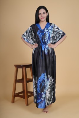 Noty Solid Pure Satin Women Kaftan