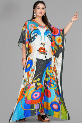 Dhanlaxmi Textiles Printed Poly Crepe, Polycotton, Cotton Crepe Blend Women Kaftan