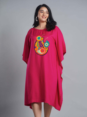 LetsDressUp Self Design Rayon Women Kaftan