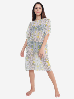 Beau Design Floral Print Polyester Women Kaftan