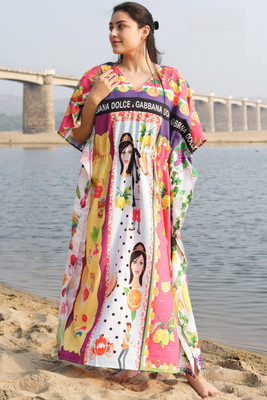 Dhanlaxmi Textiles Printed Poly Crepe, Polycotton, Cotton Crepe Blend Women Kaftan