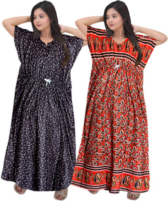 Hans Craft And Creation Women Nighty(Black, Red)