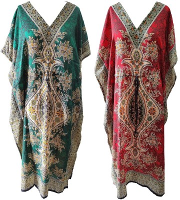 Quickcollection Printed Polyester Women Kaftan