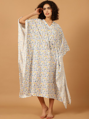 Blissence Floral Print Rayon Women Kaftan