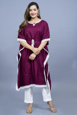 Fasonika Creation Solid Rayon Women Kaftan