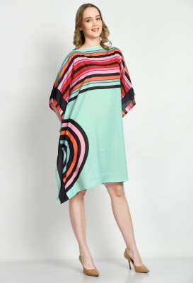 Navvi Striped Poly Crepe Women Kaftan