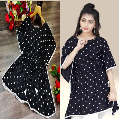 SELVIFAB Polka Print Crepe Girls Kaftan