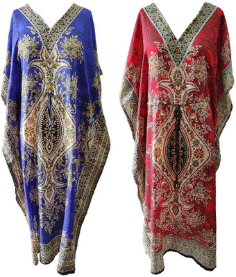 Quickcollection Printed Polyester Women Kaftan