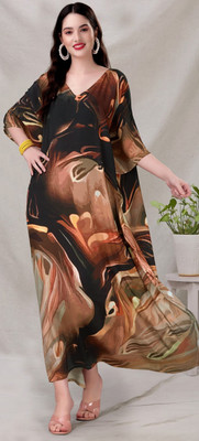 SilkSutra Printed Silk Blend Women Kaftan