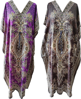 Quickcollection Printed Polyester Women Kaftan