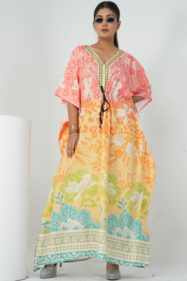 Dhanlaxmi Textiles Printed, Geometric Print Poly Crepe, Polycotton, Cotton Crepe Blend Women Kaftan