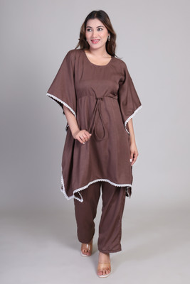 Bavla Solid Crepe Women Kaftan