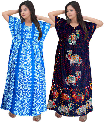 impression Women Nighty(Blue, Dark Blue)