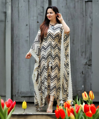 Wawlooks Chevron Rayon Women Kaftan