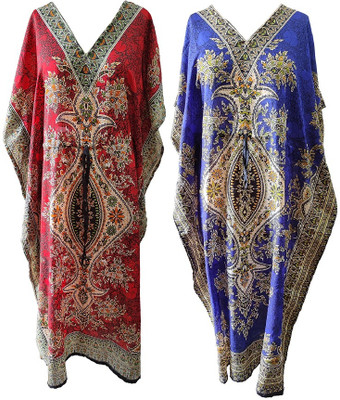 Quickcollection Printed Polyester Women Kaftan