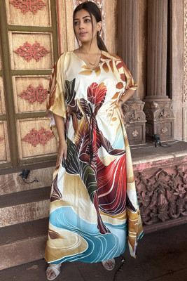 Dhanlaxmi Textiles Printed, Geometric Print Poly Crepe, Polycotton, Cotton Crepe Blend Women Kaftan