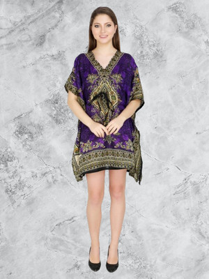 ukal Floral Print Cotton Blend Women Kaftan