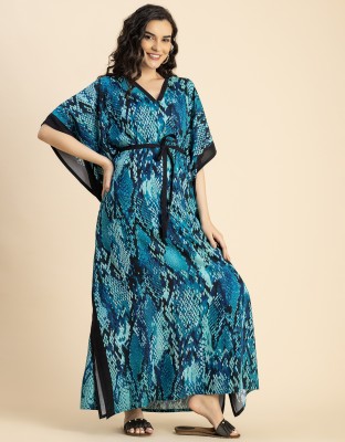 moomaya Animal Print Rayon Women Kaftan