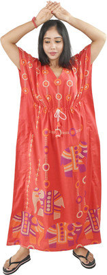 BDROX Printed Cotton Blend Women Kaftan