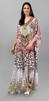SilkSutra Printed Silk Blend Women Kaftan