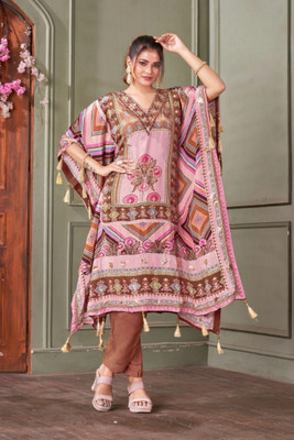 SSTUDIO Printed Viscose Crepe Blend Women Kaftan