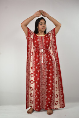 BDROX Self Design Cotton Blend Women Kaftan