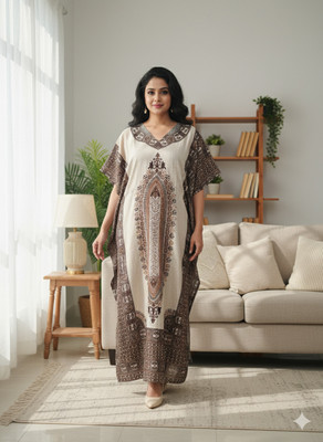 ApniiiReet Polka Print Polyester Blend Women Kaftan