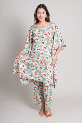 Bavla Floral Print Crepe Women Kaftan