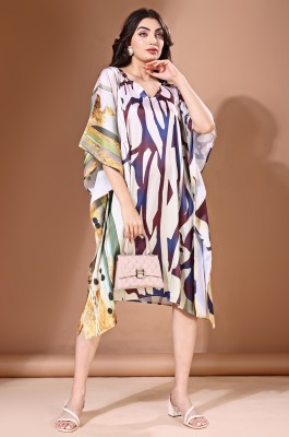 Label Aarna Geometric Print Satin Blend Women Kaftan