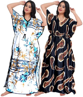 PVR Printed Satin Blend Women Kaftan