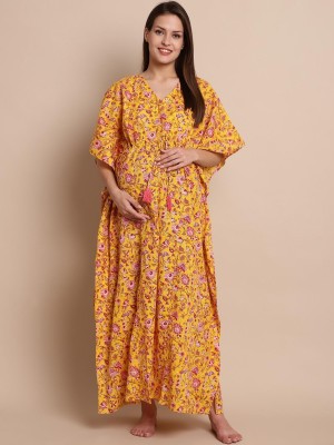 Secret Wish Floral Print Pure Cotton Women Kaftan