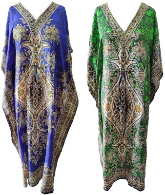 Quickcollection Printed Polyester Women Kaftan