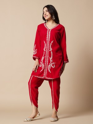 T.A.S.I Solid Velvet Women Kaftan