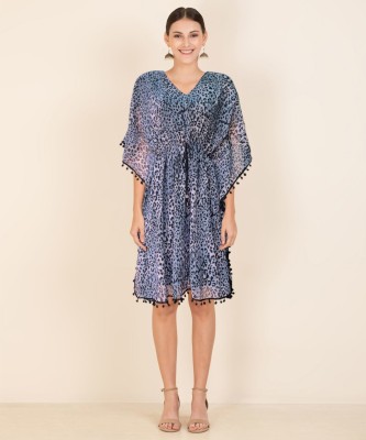 KRAZZY FITS Animal Print Georgette Women Kaftan