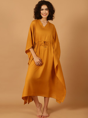 Blissence Solid Rayon Women Kaftan