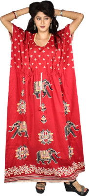 BDROX Printed Cotton Blend Women Kaftan