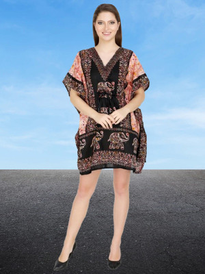 ukal Floral Print Cotton Blend Women Kaftan