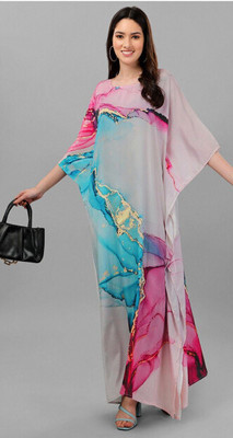 SilkSutra Printed Silk Blend Women Kaftan
