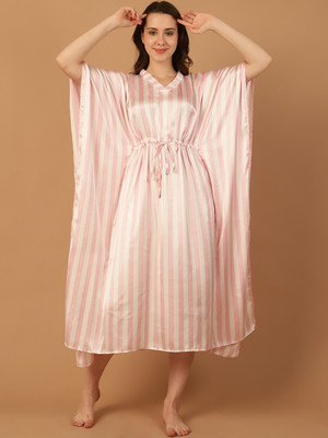 Blissence Striped Rayon Women Kaftan