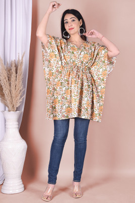 Indiwest Floral Print Pure Cotton Women Kaftan