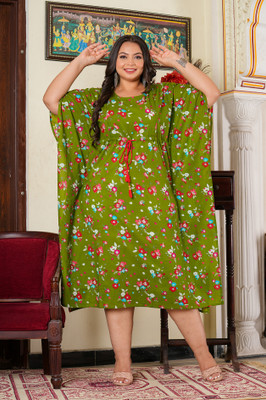 Yash Gallery Floral Print Cotton Viscose Blend Women Kaftan