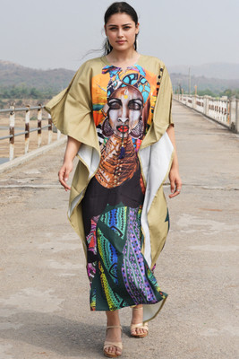 Dhanlaxmi Textiles Printed Poly Crepe, Polycotton, Cotton Crepe Blend Women Kaftan