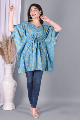 Indiwest Floral Print Pure Cotton Women Kaftan