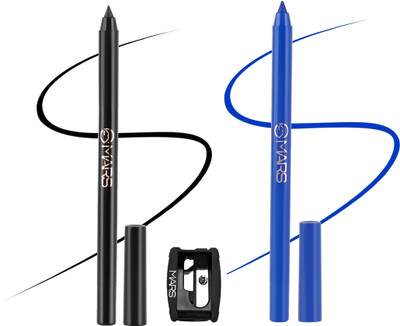 MARS Highly pigmented smudge proof With Free Sharpner Kajal Black And Blue(Shade-02, Shade-03, 2.8 g)