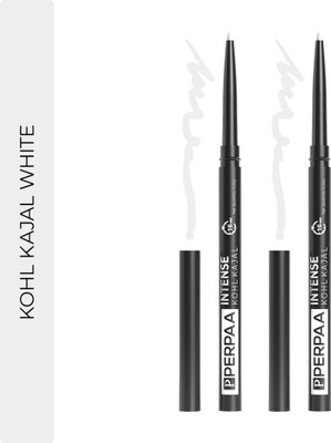 Perpaa Intense Kohl Long Stay Twist up pencil Kajal, Pack of 2 Waterproof & Smudge(White, 0.7 g)