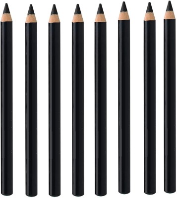 SEUNG BLACK MATTE EYE MAKEUP KAJAL PENCIL JET BLACK PACK OF 8(BLACK, 14.4 g)