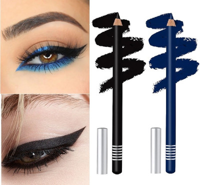 SILDUST NEW BEST KAJAL PENCIL MATTE FINISH HIGH PIGMENT FORMULA(BLACK, BLUE, 4 g)