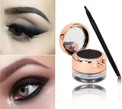 SEUNG Best Gel Kajal Cake & Eyeliner 2 in 1 With Dual Side Applicator Brush(BLACK, 8 g)