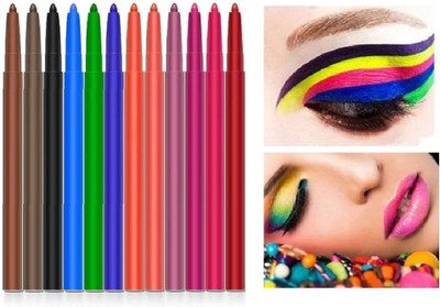 Amaryllis Pencil Eye Multi used Eye Liner, Lip liner, kajal and Hyper Pigmented Pack of 12(MULTICOLOR, 24 g)